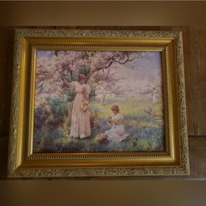 Cedar creek collection ladies picking flowers in gold frame